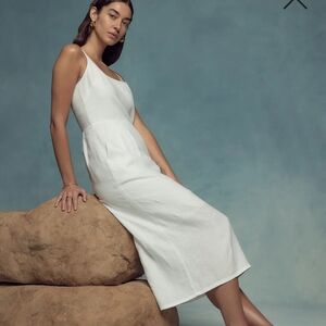 100% European Linen Scoop Neck Midi Dress NWT Large